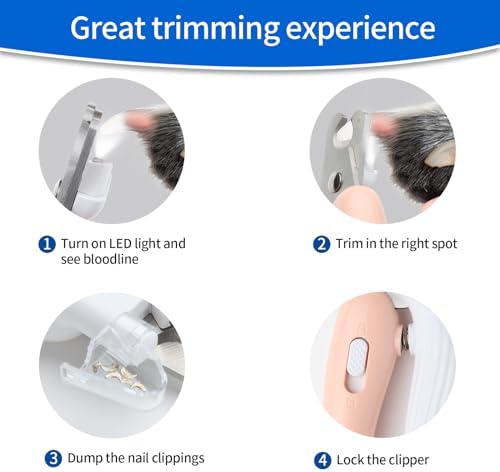 Safe Dog-Cat Nail Clipper and Trimmer with LED Light, Easy to Cut Toenail to Avoid Bloodline, Sharp and Durable Stainless Steel Blade for Dogs, Cats, Birds (Pink) - Image 4