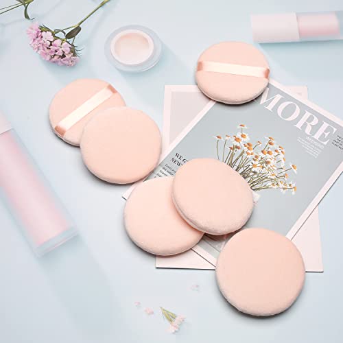 6 Pcs pure cotton super soft powder puff, washable powder puff, loose powder puff, foundation make-up, 2.65 inch round puff. - Image 3
