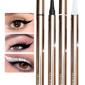 2PCS Waterproof Liquid Eyeliner, White and Black Eyeliner Set, Quick Drying Long-lasting Eye Liner for Makeup, Cruelty-Free Eyeliner Liquid Set Smudge Proof Easy To Use