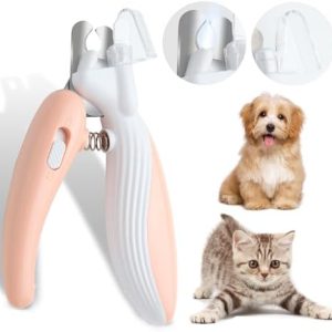 Safe Dog-Cat Nail Clipper and Trimmer with LED Light, Easy to Cut Toenail to Avoid Bloodline, Sharp and Durable Stainless Steel Blade for Dogs, Cats, Birds (Pink)