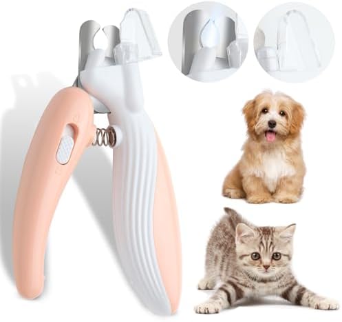 Safe Dog-Cat Nail Clipper and Trimmer with LED Light, Easy to Cut Toenail to Avoid Bloodline, Sharp and Durable Stainless Steel Blade for Dogs, Cats, Birds (Pink)