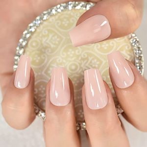 Short Square Fingernails Press On Nail Tips Salons At Home Daily Wear Fake Nails Reusbale Manicure With Tabs Daily Wear Office Uv Gel Nails Full Cover Tips Acrylic Charms Cute Lovely With Tabs