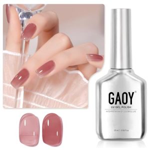 GAOY Jelly Nude Gel Nail Polish, 16ml Sheer Pink Translucent Soak Off Gel Polish, UV Light Cure for Nail Art DIY, 1995 Vintage Pink