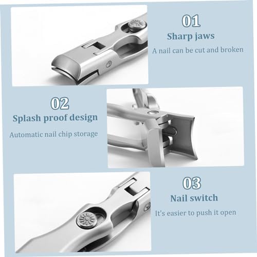 Nail Clippers with Nail File 3 Sets Ergonomic Stylish Nail Clippers with Catcher Sharp Rivet Switch Iron Box Fingernail Toenail Clippers Nail Clippers - Image 6
