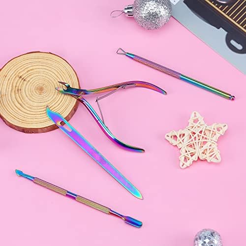 Cuticle Trimmer with Cuticle Pusher, SoHai Cuticle Remover Cutter Nipper and Triangle Cuticle Nail Pusher Peeler Scraper, Durable Dead Skin Clipper Manicure Pedicure Tools (Colorful) - Image 7