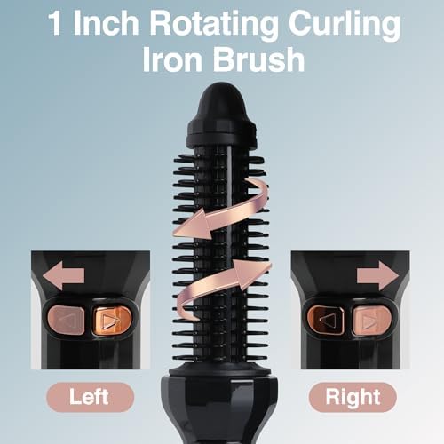 Rotating Curling Iron Brush 1 Inch Barrel,Thermal Brush Heated Round Brush,Hot Curling Comb for Medium Hair,Ceramic Electric Hair Styling Brush 2 in 1 Hair Straightener and Curler - Image 3