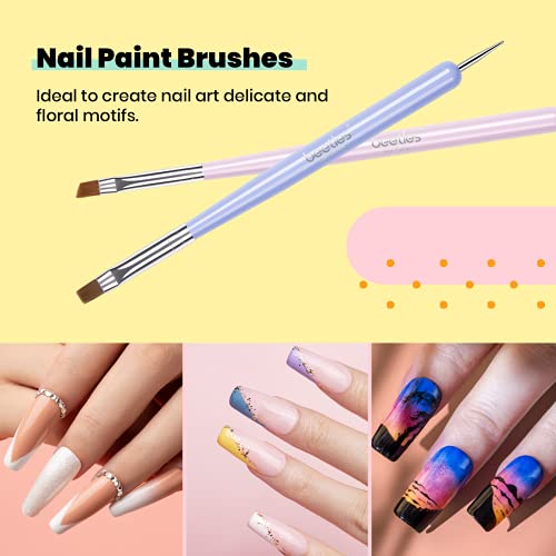 Beetles Pastel Gel Nail Polish Kit with Gel Base Top Coat 20Pcs Easter Macaron Colors Collection Bright Solid Sparkle Colors with Nail Art Brushes Set Gel Polish Nail Art Design Pen Painting Tools - Image 9