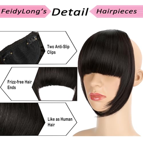Bangs Hair Clip in Extensions French Bang Natural Full Fake Bangs Straight Fringe Hairpieces with Temples for Women Daily Wear Wigs Dark Brown - Image 2
