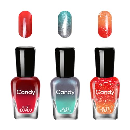 Temperature Change Gel Nail Polish Set for DIY Manicure, Nail Art Gel Polish Long-Lasting Nail Gel Nail Polish - Quick Dry Nail Polish Without UV Lamp (3 Colors Set 7ml)