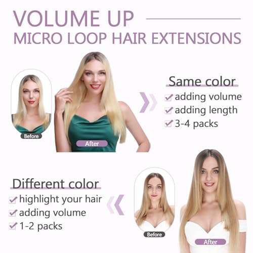 Benehair Micro Loop Human Hair Extension 1g/strand 50g Micro Beads Remy Straight Hair Extension for Women Nano Rings Beads Stick Tipped Hair Fish Line Ring Hairpiece 22inch #99J Wine Red - Image 6