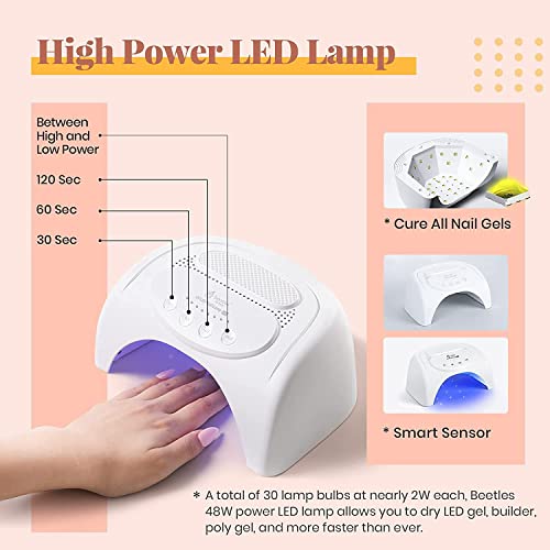 Beetles Gel Nail Polish Kit with U V LED Light 48W,6 Colors Jelly Milky White Sheer Pink Nude Gel Polish Starter Kit Manicure,Soak Off U V Gel Nail Polish Set Salon DIY Women‘s Day Gifts for Mom - Image 8