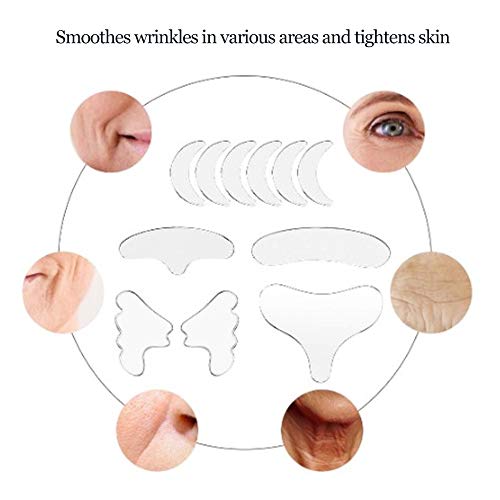 Silicone Patches for Wrinkles Face Tape 11Pcs Silicone Anti Wrinkle Sticker Pads Reusable Face Forehead Neck Chest Chin Wrinkle Patches Strips Wrinkle Removal Face Tape Anti Wrinkle Pad for Face - Image 5
