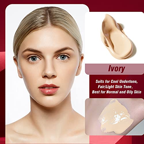 FV Waterproof Foundation with Translucent Setting Powder, Long Lasting & Matte Finish, Lightweight Foundation Makeup Set for Oily/Normal Skin, Pore Minimizer & Oil-Control, Ivory & Shimmer Sheer - Image 2