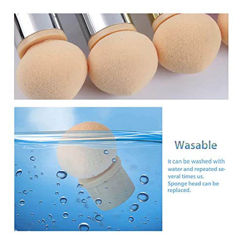 Blue Double-Head Ombre Nail Sponge Brush Kit with Rhinestone Handle 16 Replacement Heads - Image 7