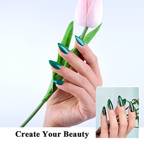 Green Gel Nail Polish Set - 6 Colors 3 IN 1 One Step Gel Polish Kit Misty Gray Dark Green Gel Polish Kit Soak Off LED Nail Lamp Gel Nail Kit DIY Home Halloween Christmas Nails Manicure Gifts for Women - Image 5