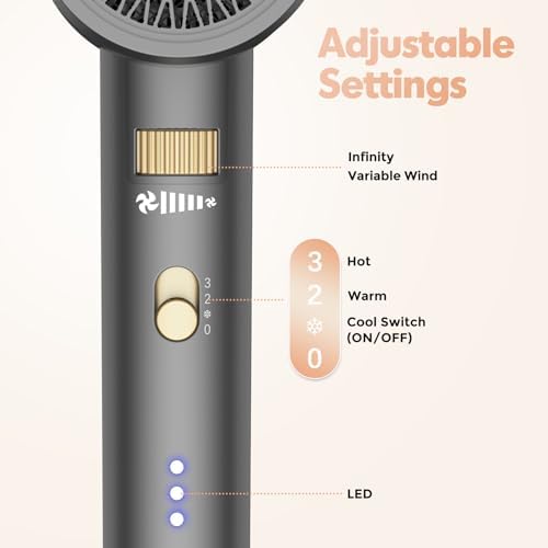 SIYOO 1600W Gold Ionic Hair Dryer with Diffuser Lightweight Design - Image 5