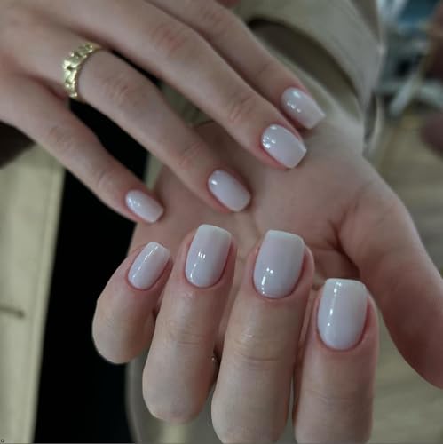 KQueenest 24 Pcs Short White Solid Color Reusable Acrylic Press-On Nail Kit - Image 2