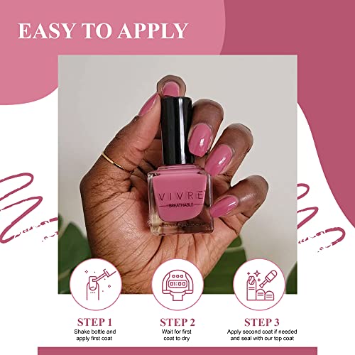 VIVRE Cosmetics Nail Polish, Quick Dry and Shiny Halal Nail Polish For Girls, Vegan and Non Toxic Nail Polish For Women, Long Lasting, Certified Breathable and Water Permeable - Whatโs the Mauve - Image 2