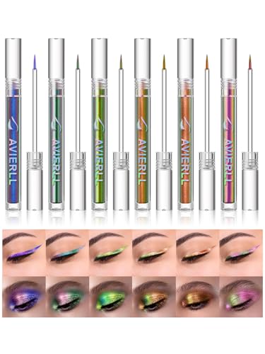 Shimmer Liquid Eyeliner Pencil,Pink Purple Chameleon Colored Satin Eye Liner,Metallic Multi-Reflective Finish Eyeliners Waterproof Smudge-proof Longwearing Ultra-Fine Tip Eyeliner Pen (06) - Image 8