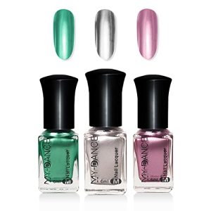 3 Color Quick Dry Metallic Nail Polish Set Mirror Shine Effect 6ml Each