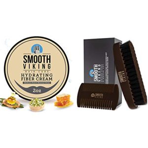 Smooth Viking Hydrating Fiber Cream for Styling and Boar Bristle Beard & Mustache Brush