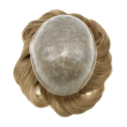 Toupee for Men Hair Replacement Systems Thin Skin Mens Toupee Full PU Injection Mens Brazilian Human Hairpiece Male Prothesis Wig Units Black Brown Grey Color (LIGHT ASH BLONDE 20#) - Image 6