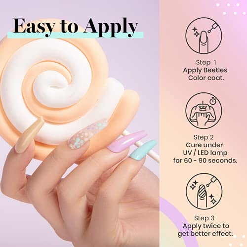 Beetles Gel Nail Polish Kit with Light Starter Kit, Candy Land Collection Pastel Gel Polish Set Mint Green Baby Blue Soft Pink Colors Soak Off UV LED Lamp, Base Gel Top Coat DIY Home Manicure - Image 5