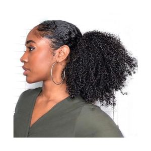 Ponytail Hair Extension 8-20" Curly Human Hair Ponytail Extension Drawstring Ponytail Kinky Curly Ponytail Hairpiece Peruvian Hair Clip in Afro Curly Ponytail Natural Black Ponytail Hairpiece (Size :