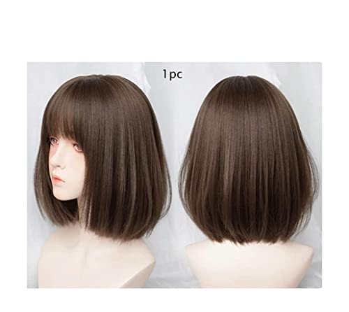 Hair Wigs Short Hair For Bobo Head Wig Korean Girl Short Straight Wig Can Full Headgear Wig Set Sweet And Cute Fashion Face Repair Human Hair Wig