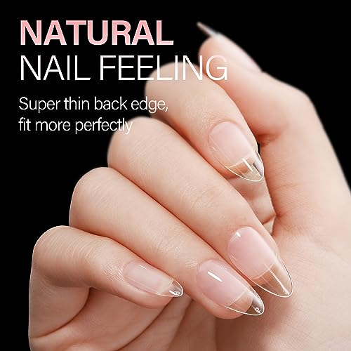 AILLSA 216 Piece Medium Almond Soft Gel Nail Tips Clear Half Matte Acrylic for DIY Manicure - Image 3