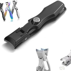 Sharp Black Stainless Steel Clipper for Thick Toenails with Ergonomic Easy Grip Handle