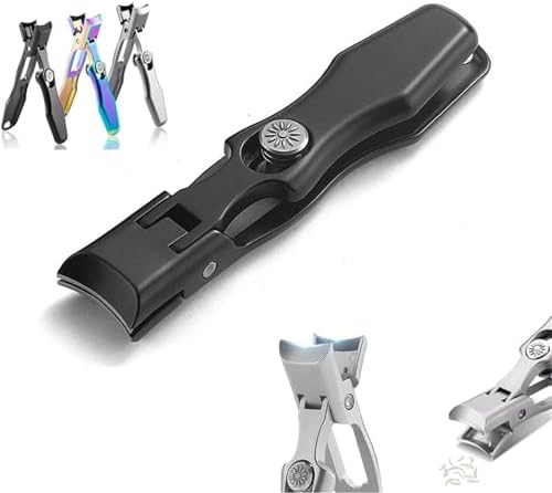 Sharp Black Stainless Steel Clipper for Thick Toenails with Ergonomic Easy Grip Handle