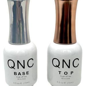 2 Pc No Wipe Gel Polish Set Clear Glossy Base Coat and Top Coat UV LED Soak Off