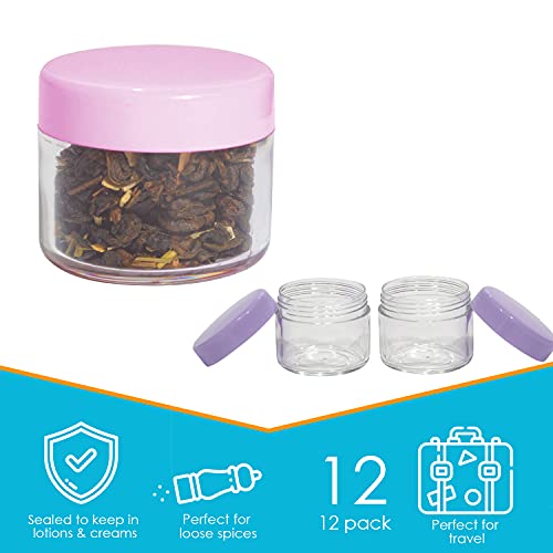 Houseables 20 Gram Jar, 20 ML Jar, 12 pcs, Multicolor, BPA Free, Cosmetic Sample Empty Container, Plastic, Round Pot Screw Cap Lid, Small Tiny 20g Bottle, for Make Up, Eye Shadow, Nails, Powder, Gems - Image 3