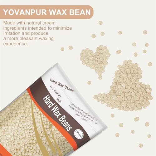 Hard Wax Beads for Hair Removal, Yovanpur Wax Beans For Sensitive Skin, Wax Beads for Brazilian Waxing, Leg Face Eyebrow, Home Pearl Wax For Women Men, 300g (10 Oz)/bag with Wax Spatulas (Light Cream) - Image 3