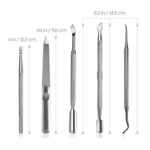 Professional Stainless Steel Cuticle Pusher Set Tools and Manicure Pedicure Salon Kit Medical Grade Dual Sided Cuticle Nippers Cleaners Gel Nail Polish Removers Peeler Scraper Nail Art Care (6 Pieces) - Image 5