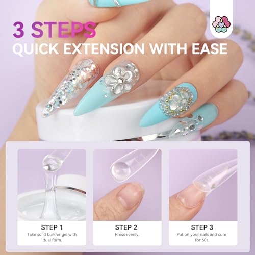 SAVILAND Solid Builder Nail Gel - 60g Large Capacity Clear Hard Gel for Nails 3D Sculpting Non-Sticky Hand Carving Gel Nail Extension Gel with Sequins Chrome Nail Powder DIY at Salon Home - Image 5