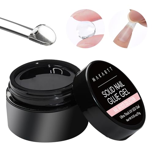 Makartt Solid Nail Gel Glue for Soft Gel Nail Tips Clear Acrylic Nail Tips Solid Gel Nail Glue Bundle Gel Nail Polish, 1 Pcs 15ml Black Gel Nail Polish for UV LED Light Noir Gel Polish - Image 2