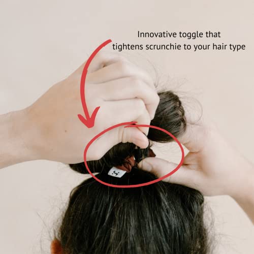 2-Pack Adjustable Ouchless Faux Satin Hair Scrunchies for Women Black Brown No Slip - Image 4