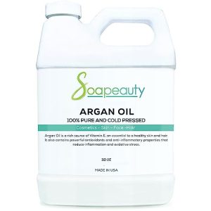 Soapeauty Cold Pressed Refined ARGAN OIL | 100% Natural & Pure | Carrier for Essential Oils, Argan Oil for Skin, Argan Oil for Hair Growth & Moisturizer | 32 fl oz