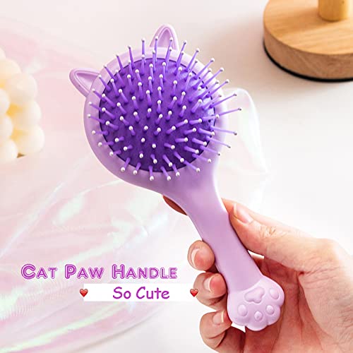 Cute Pink Cat Ear Detangler Hair Brush with Mirror for Kids and Girls - Image 3