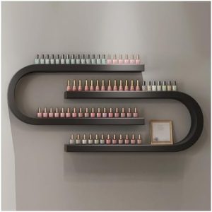 Black U-Shaped Wall-Mounted Nail Polish Organizer for Salon Cosmetic Display