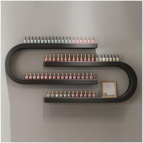Black U-Shaped Wall-Mounted Nail Polish Organizer for Salon Cosmetic Display