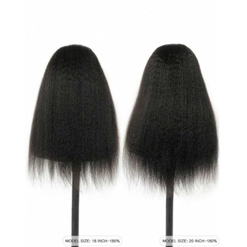 Hair Lace Front Wigs Human Hair Kinky Straight 6x4 Wear & Go Glueless Wigs Natural Hairline Pre Cut Lace Closure Wigs Human Hair 180% Density for Women Natural Black 20Inch - Image 3