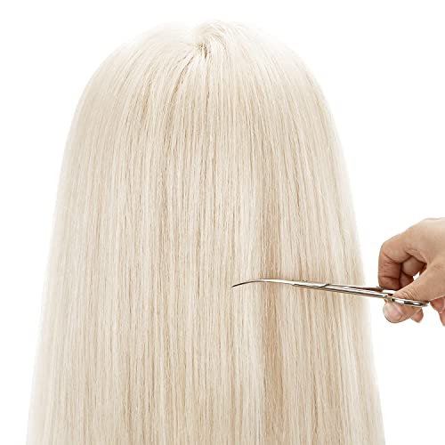 26"-28" Long Hair Mannequin Head with 60% Real Hair, Hairdresser Practice Training Head Cosmetology Manikin Doll Head with 9 Tools and Clamp - Makeup On - Image 6