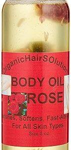 Organic Hair Solution- NOURISHING BODY OIL WITH ROSE SCENT-Plant-based Formula, Dry Skin Moisturizer & Hydrating Body Massage Oil, for Radiant & Healthy Glow, Nourishing After Shower & Bath Oil (8 oz)