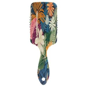 Traditional Hawaiian Style Floral in Multi Colors Air Cushion Hair Brush, Detangling Hair Brush, Anti Static Brush, Styling Brush
