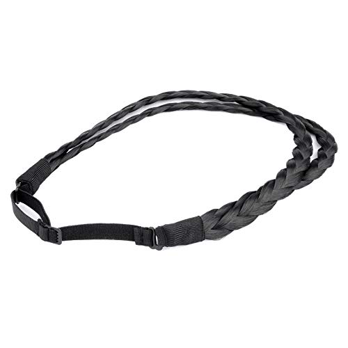 Double Three Strands Braid Headband Synthetic Hair Plait Headband for Women Hair Accessory (Natural Black) - Image 3