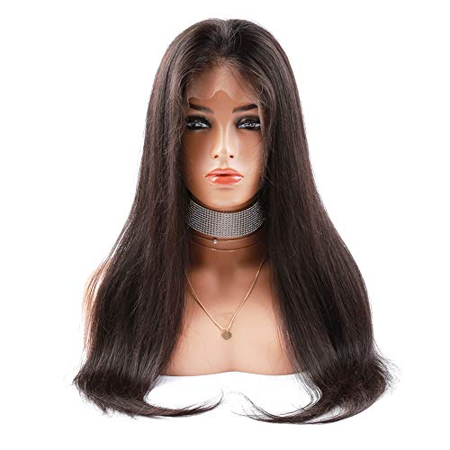Bella Hair 150% Density Straight Full Lace Human Hair Wigs Pre Plucked Natural Hairline and Bleached Knots Remy Virgin Human Lace Wig with Baby Hair for Black Women (18inch)