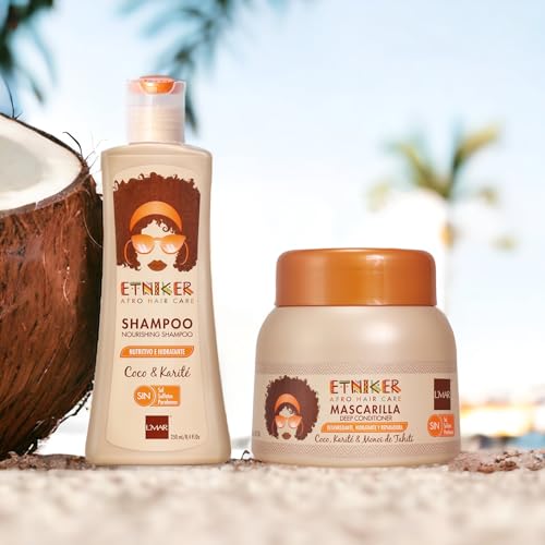 ETNIKER Nourishing Shampoo & Deep Conditioning Mask Set | Afro-textured, Curly & Wavy hair | Cleanse, Detangle, Soften & Moisturize | Coconut, Shea Butter & Monoi Tahiti | Free from Sulfates, Salt, Si - Image 3